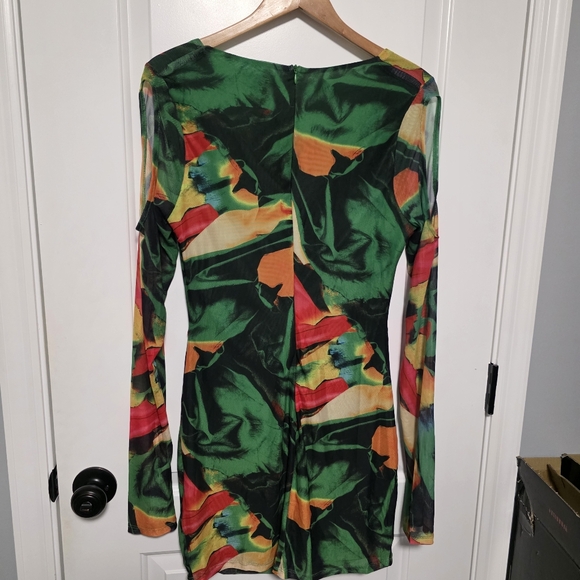 Fashion Nova Lanie Mesh Mini Dress Green Combo XL - Picture 5 of 5